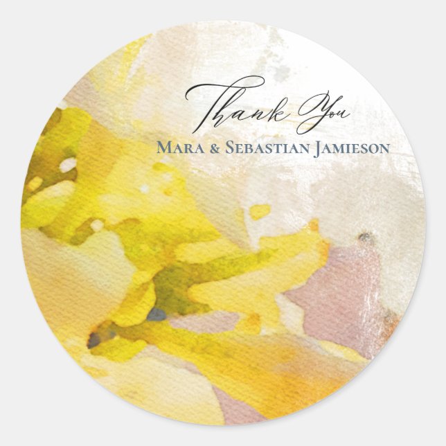 Sticker Rond *~* MERCI Floral AR15 Elégant Mariage d'art (Devant)