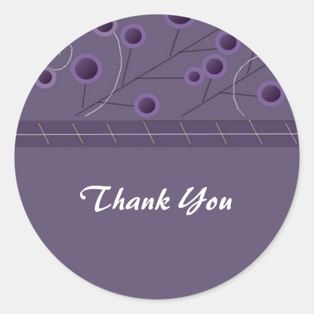 Sticker Rond Merci floral Bliss pourpre (Devant)