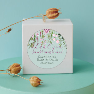 Sticker Rond Merci floral Fleur sauvage de prairie aquarelle