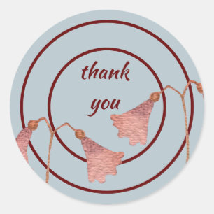 Sticker Rond Merci floral rose géométrique moderne