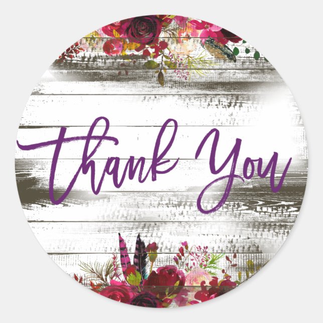 Sticker Rond Merci Floral Rustic (Devant)