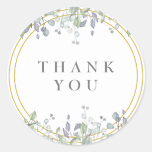 Sticker Rond Merci floral Sage et Lilac Favoriser