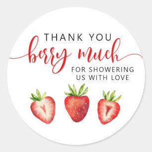 Sticker Rond Merci fraise Berry Beaucoup de Baby shower Favoris