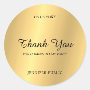 Sticker Rond Merci Gold écriture manuscrite Texte Glam Chic