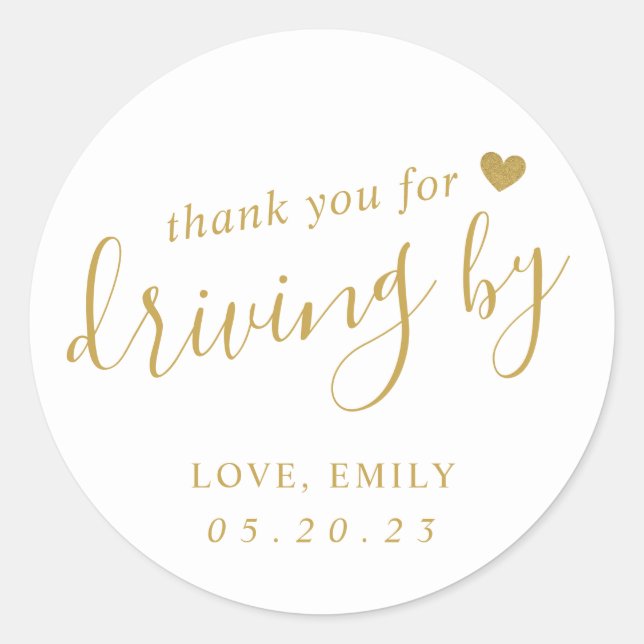 Sticker Rond Merci Gold Heart moderne pour conduire par (Devant)