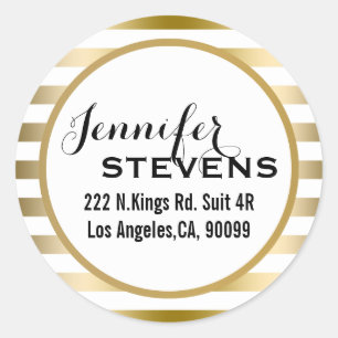 Sticker Rond Merci - Gold Stripes Motif géométrique