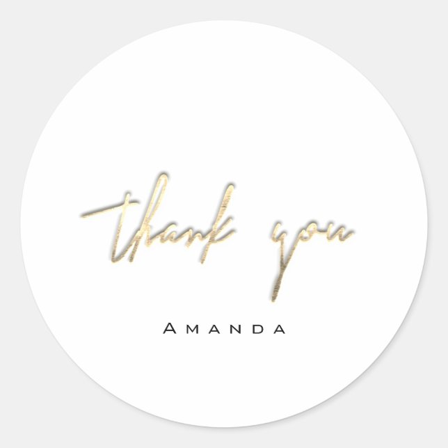 Sticker Rond Merci Golden Script Name 16th Bridal White (Devant)