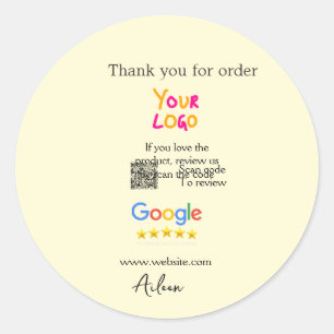 Sticker Rond Merci Google avis scan QR entreprise