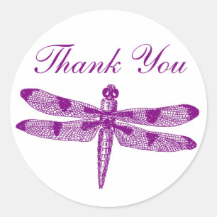 Sticker Rond Merci graphique de libellules