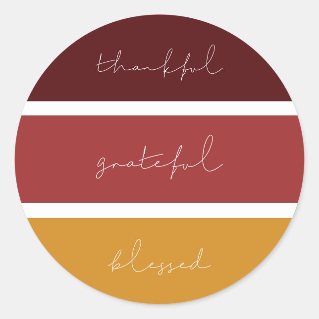 Sticker Rond Merci Grateful béni moderne Thanksgiving (Devant)
