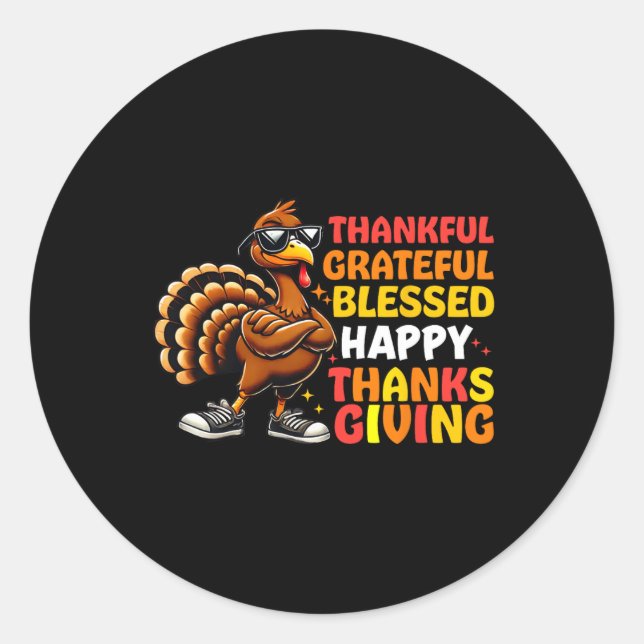 Sticker Rond Merci Grateful Bon thanksgiving Turke (Devant)