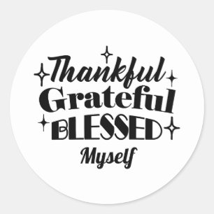 Sticker Rond Merci, Gratuit, Béni Étincelant Thanksgiving
