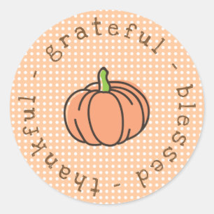 Sticker Rond Merci Gratuit Citrouille Thanksgiving