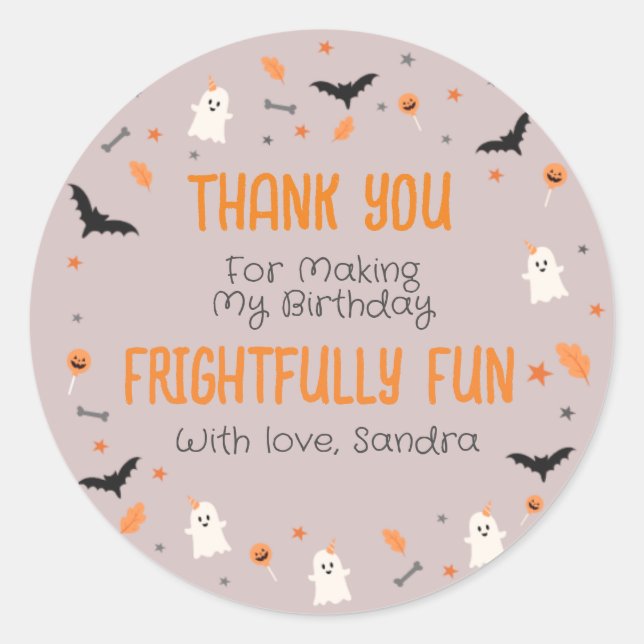 Sticker Rond Merci Halloween Anniversaire (Devant)