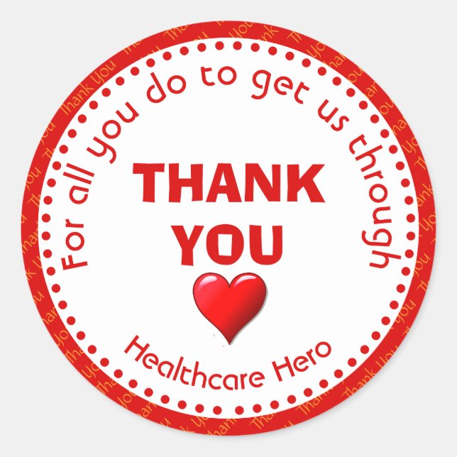 Sticker Rond MERCI HEALTHCARE HERO Support personnalisable (Devant)