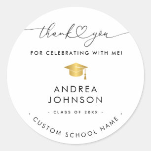 Sticker Rond Merci High School College Graduation Party