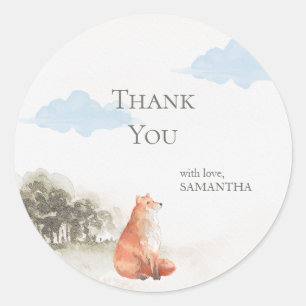 Sticker Rond Merci hydrocouleur Woodland Fox