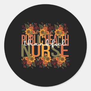Sticker Rond Merci infirmière de santé publique Thanksgiving