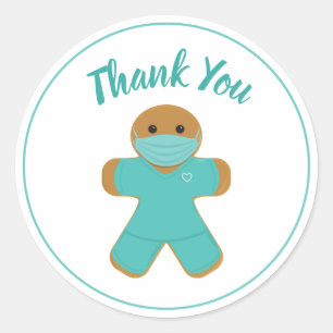Sticker Rond Merci Infirmière Médicale Docteur Gingerbread Homm