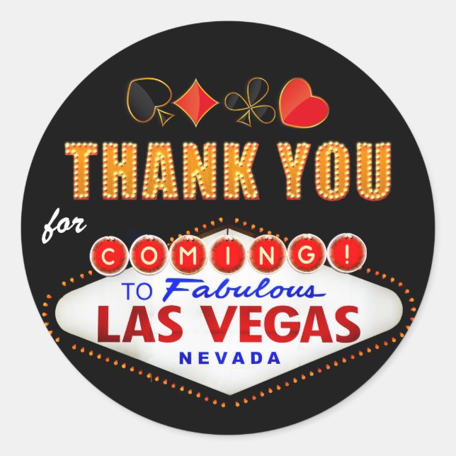 Sticker Rond Merci - Las Vegas Sign Fabulous Casino Night (Devant)