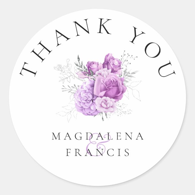 Sticker Rond merci lavande bouquet floral (Devant)