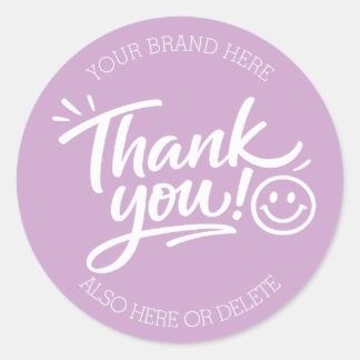 Sticker Rond « Merci ! » lettrage moderne avec smiley