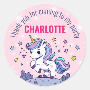 Sticker Rond Merci Licorne Magique Personnalisée pour Anniversa