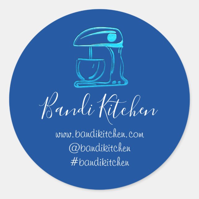 Sticker Rond Merci Logo Cuisine Cuisine Boulangerie Bleu Marine (Devant)