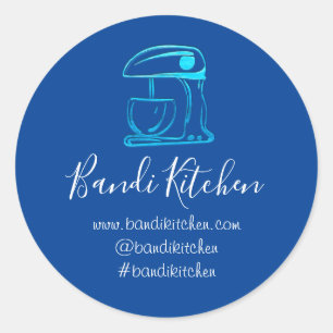 Sticker Rond Merci Logo Cuisine Cuisine Boulangerie Bleu Marine