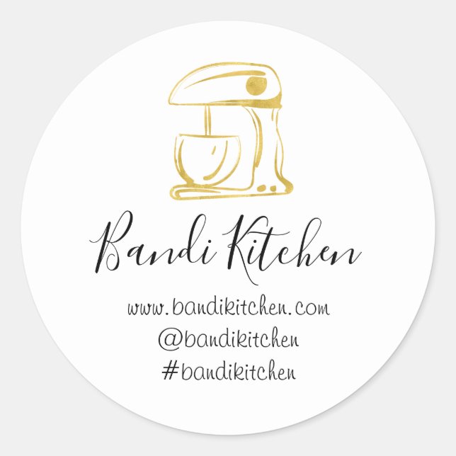 Sticker Rond Merci Logo Cuisine Cuisine Boulangerie Or Blanc (Devant)