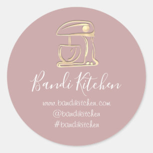 Sticker Rond Merci Logo Cuisine Cuisine Boulangerie Or Blush