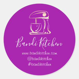 Sticker Rond Merci Logo Cuisine Cuisine Boulangerie or violet