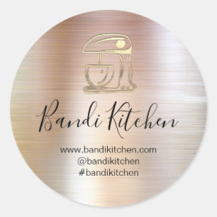 Sticker Rond Merci Logo Cuisine Cuisine Boulangerie Rose sucré