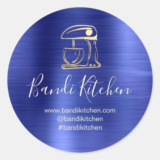 Sticker Rond Merci Logo Cuisine Cuisine Boulangerie Sucres Bleu (Devant)