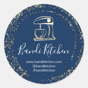 Sticker Rond Merci Logo Cuisine Cuisine Chef boulangerie Bleu