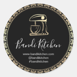 Sticker Rond Merci Logo Cuisine Cuisine Chef boulangerie Or