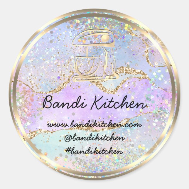 Sticker Rond Merci Logo Cuisine Cuisine Chef Mermaid Gold (Devant)