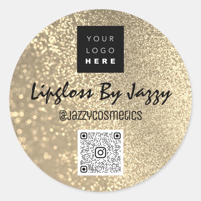 Sticker Rond Merci Logo Faux Gold QRCode pour l'emballage d'aff (Devant)