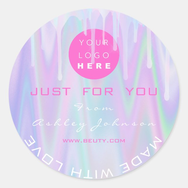 Sticker Rond Merci Logo Lecteurs Liquides Holographe Fait Avec  (Devant)