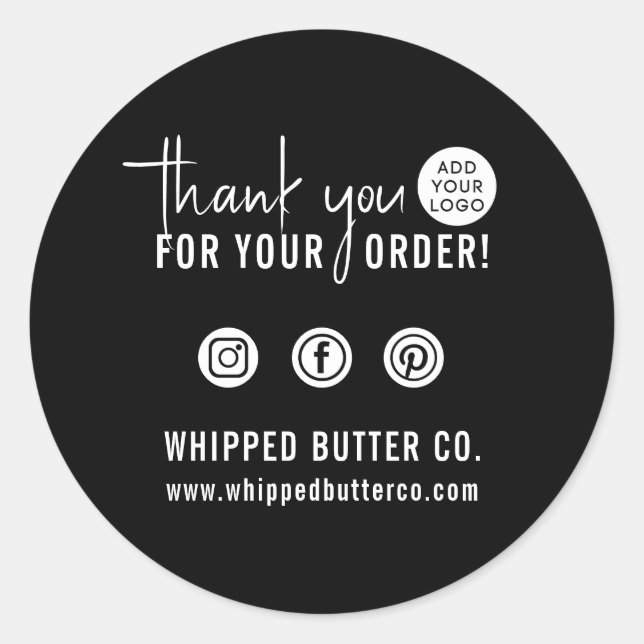 Sticker Rond Merci LOGO minimal pour votre commande (Devant)