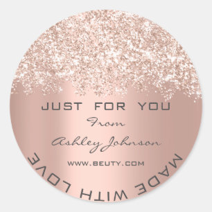 Sticker Rond Merci Made with Love Parties scintillant Confetti 