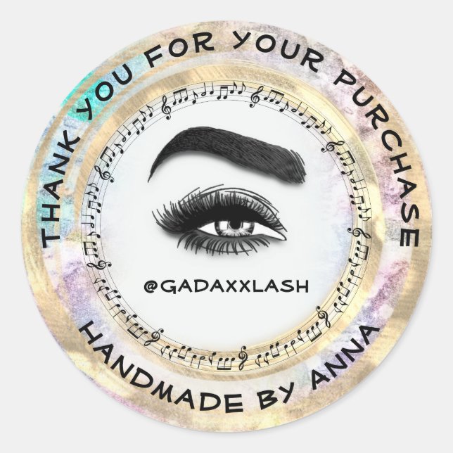 Sticker Rond Merci Magasin Maquillage Artiste Lash Studio Musiq (Devant)