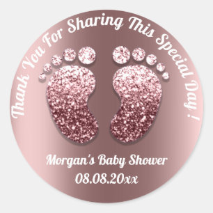 Sticker Rond Merci maigre de faveur de baby shower de pieds de
