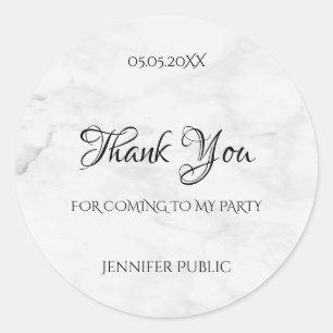 Sticker Rond Merci manuscrit Script Modèle marbre chic