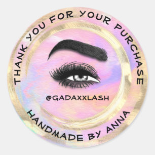 Sticker Rond Merci maquillage artiste Lash Holographe