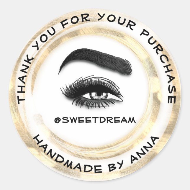 Sticker Rond Merci Maquillage Artiste Lash Nettoyant Gris Golde (Devant)