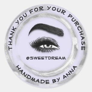 Sticker Rond Merci Maquillage Artiste Lash Nettoyant Purple