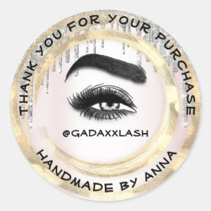 Sticker Rond Merci maquillage Artiste Lash Pink Gold