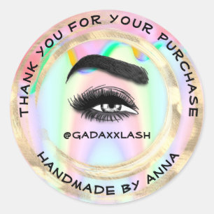 Sticker Rond Merci maquillage Artiste Lash Studio Holographe