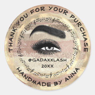 Sticker Rond Merci maquillage Artiste Lash Studio Musique Brows
